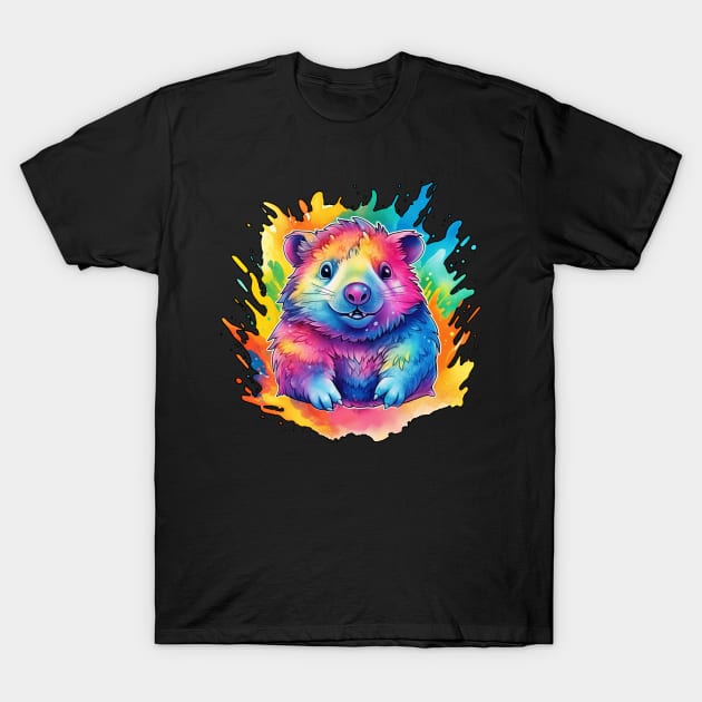 Rainbow Splash Wombat! T-Shirt by TheWombatsDen